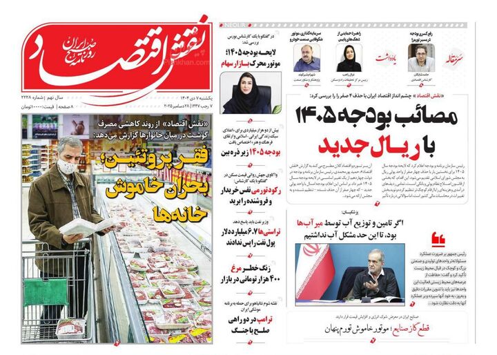 صفحه اول روزنامه های اقتصادی ۷ دی ۱۴۰۴