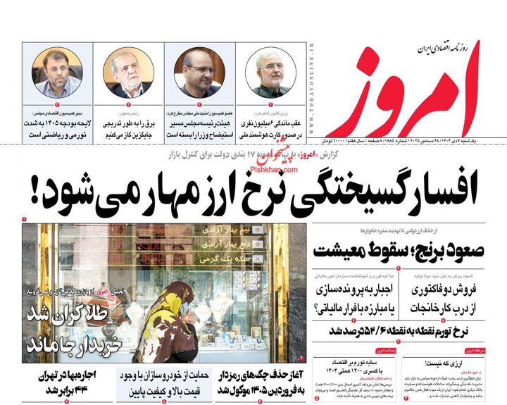 صفحه اول روزنامه های اقتصادی ۷ دی ۱۴۰۴