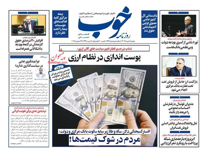 صفحه اول روزنامه های اقتصادی ۸ دی ۱۴۰۴