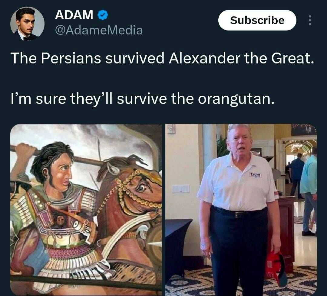 واکنش طنز یک کمدین آمریکایی به تحولات ایران: "ایرانی‌ها از این اورانگوتان هم عبور می‌کنند"