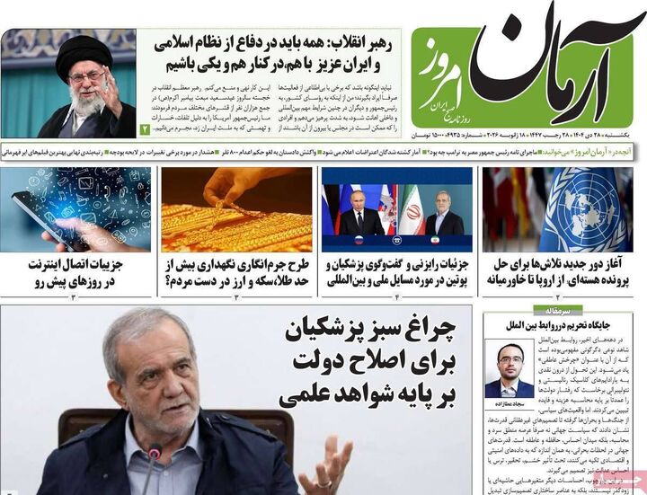 صفحه اول روزنامه های اقتصادی ۲۸ دی ۱۴۰۴