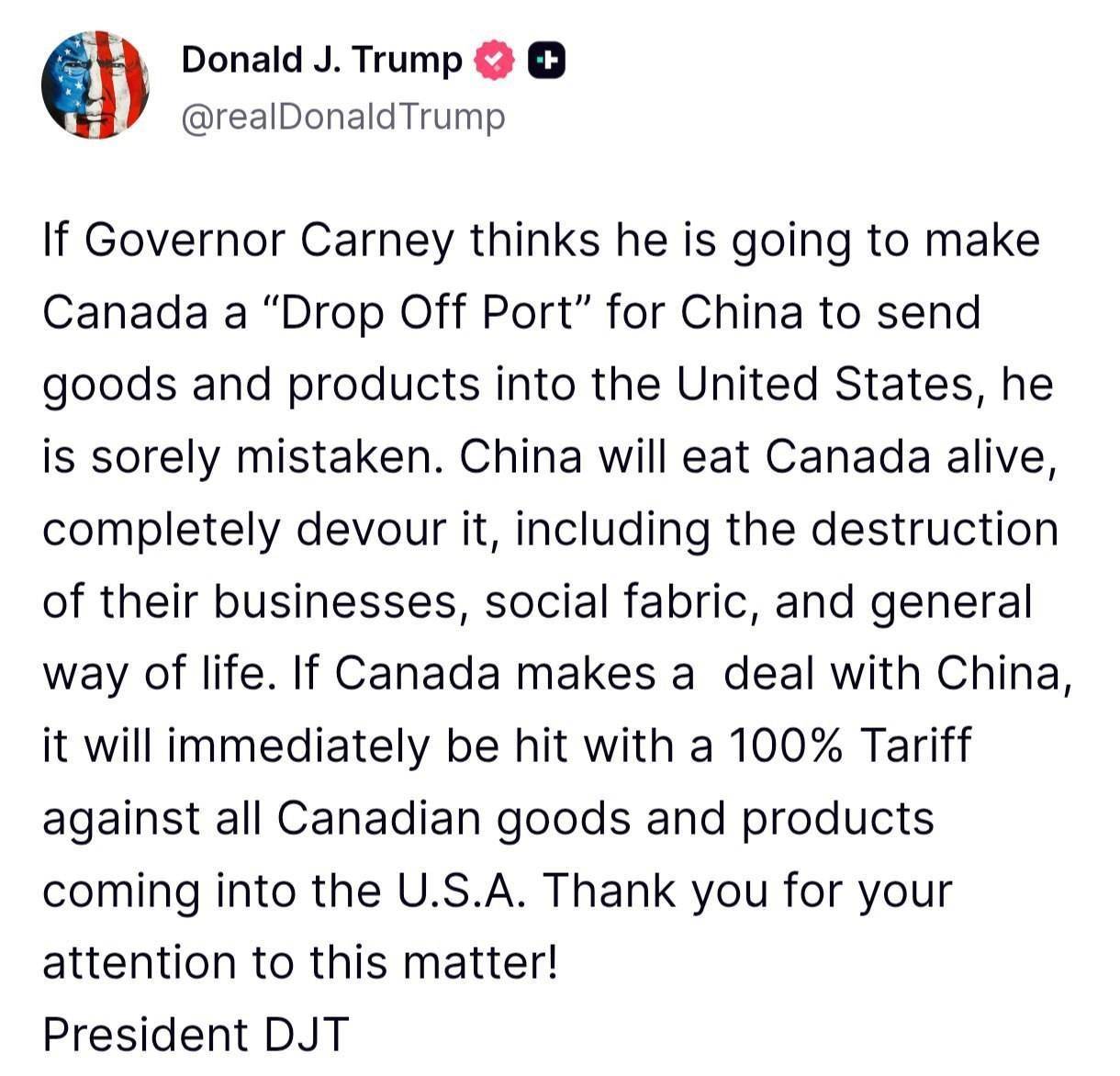 حمله تند ترامپ به کارنی و کانادا