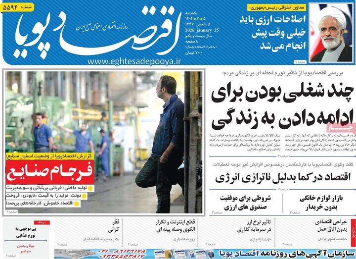 صفحه اول روزنامه های اقتصادی ۵ بهمن ۱۴۰۴