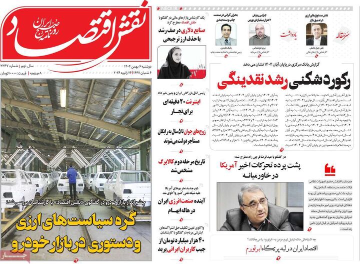 صفحه اول روزنامه های اقتصادی ۶ بهمن ۱۴۰۴