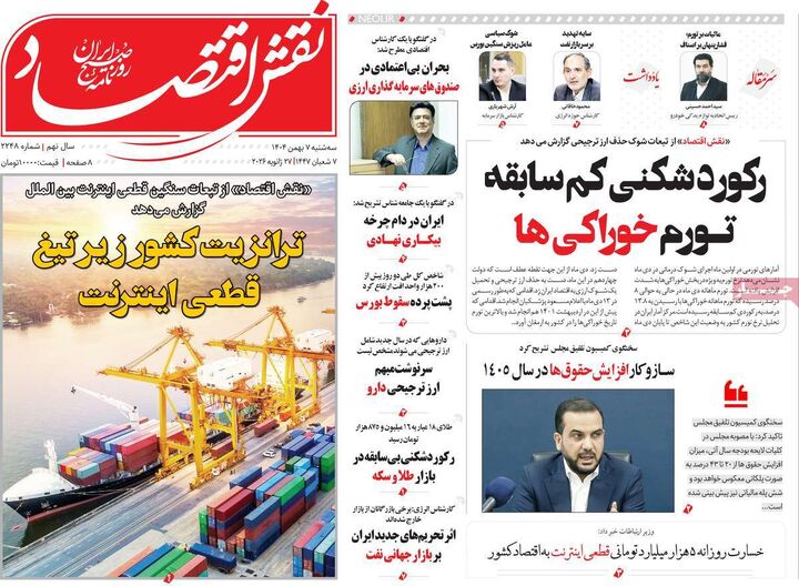 صفحه اول روزنامه های اقتصادی ۷ بهمن ۱۴۰۴