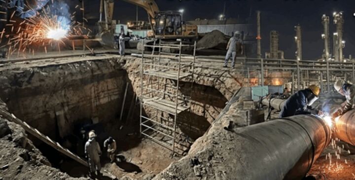 رفع خوردگی خط ۳۰ اینچی آب آتش‌نشانی بدون توقف تولید در دو واحد راهبردی پتروشیمی امیرکبیر