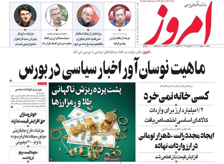 صفحه اول روزنامه های اقتصادی ۱۱ بهمن ۱۴۰۴