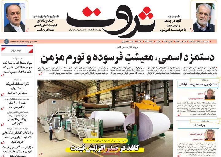 صفحه اول روزنامه های اقتصادی ۱۲ بهمن ۱۴۰۴