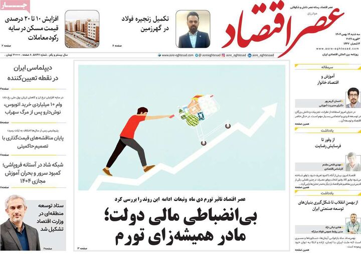 صفحه اول روزنامه های اقتصادی ۱۴ بهمن ۱۴۰۴