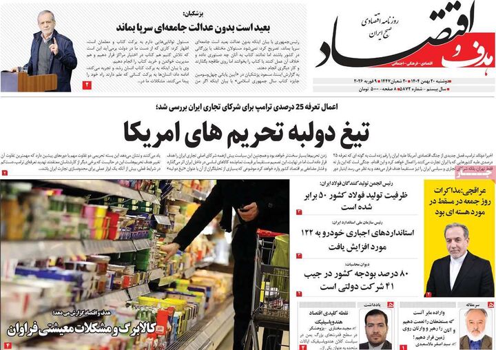 صفحه اول روزنامه های اقتصادی ۲۰ بهمن ۱۴۰۴