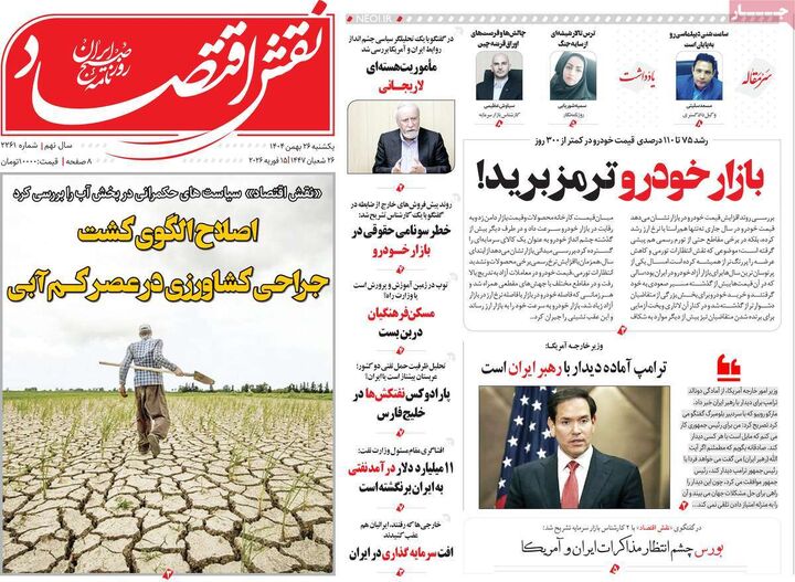 صفحه اول روزنامه های اقتصادی ۲۶ بهمن ۱۴۰۴