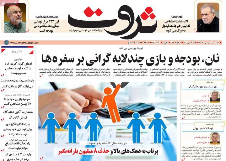 صفحه اول روزنامه های اقتصادی ۲۷ بهمن ۱۴۰۴