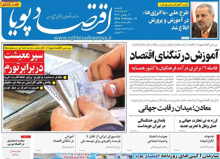 صفحه اول روزنامه های اقتصادی ۳ اسفند ۱۴۰۴