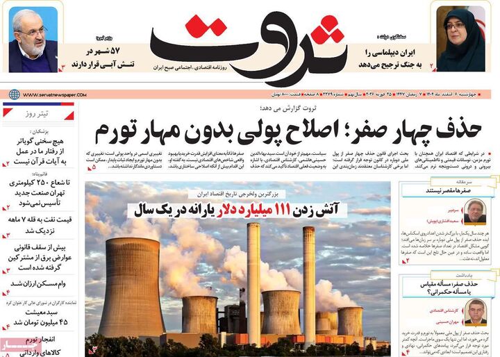 صفحه اول روزنامه های اقتصادی ۶ اسفند ۱۴۰۴