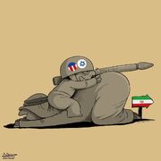 اثر جدید کاریکاتوریست یمنی؛ حمله آمریکا و اسراییل به ایران