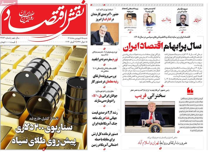 صفحه اول روزنامه های اقتصادی ۱۵ فروردین ۱۴۰۵