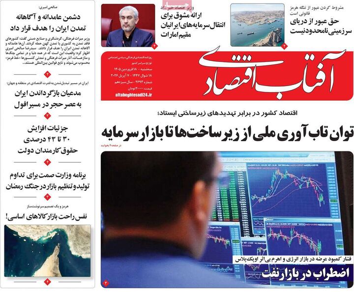 صفحه اول روزنامه های اقتصادی ۱۸ فروردین ۱۴۰۵