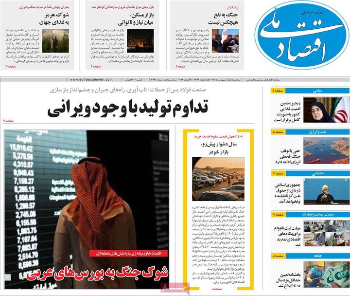 صفحه اول روزنامه های اقتصادی ۱ اردیبهشت ۱۴۰۵