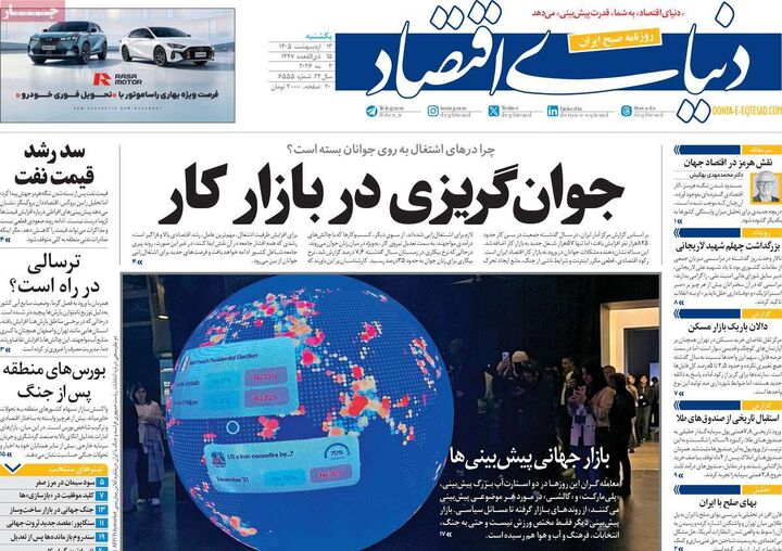 صفحه اول روزنامه های اقتصادی ۱۳ اردیبهشت ۱۴۰۵
