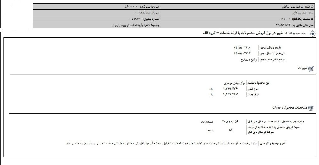 افزایش نرخ فروش محصولات «شسپا» به دلیل افزایش هزینه‌های تولید