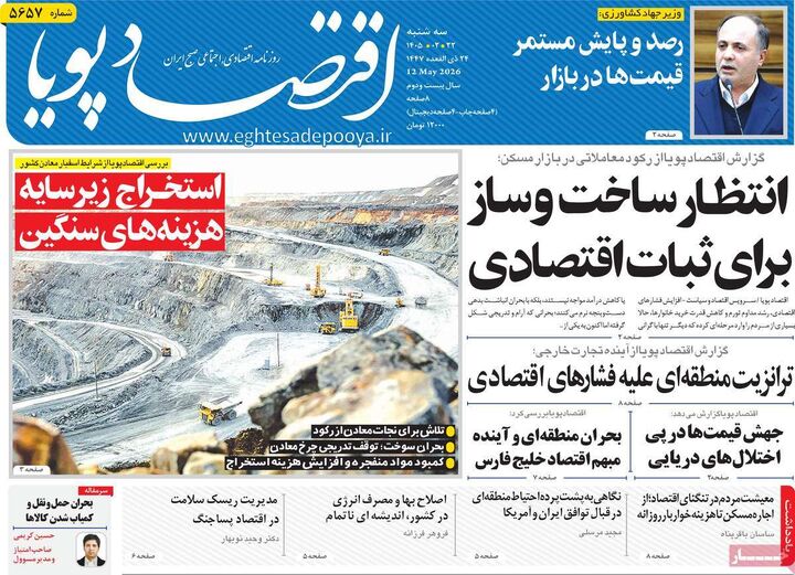 صفحه اول روزنامه های اقتصادی ۲۲ اردیبهشت ۱۴۰۵