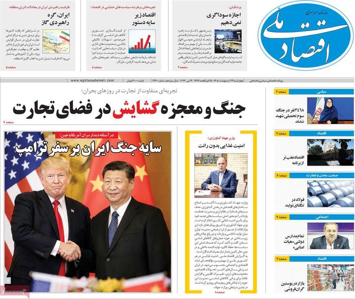 صفحه اول روزنامه های اقتصادی ۲۳ اردیبهشت ۱۴۰۵