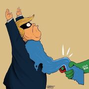 کاریکاتور جدید کمال شرف؛ ترامپ در برابر تنگه هرمز