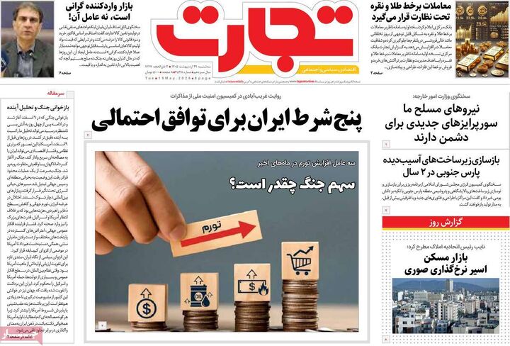 صفحه اول روزنامه های اقتصادی ۲۹ اردیبهشت ۱۴۰۵