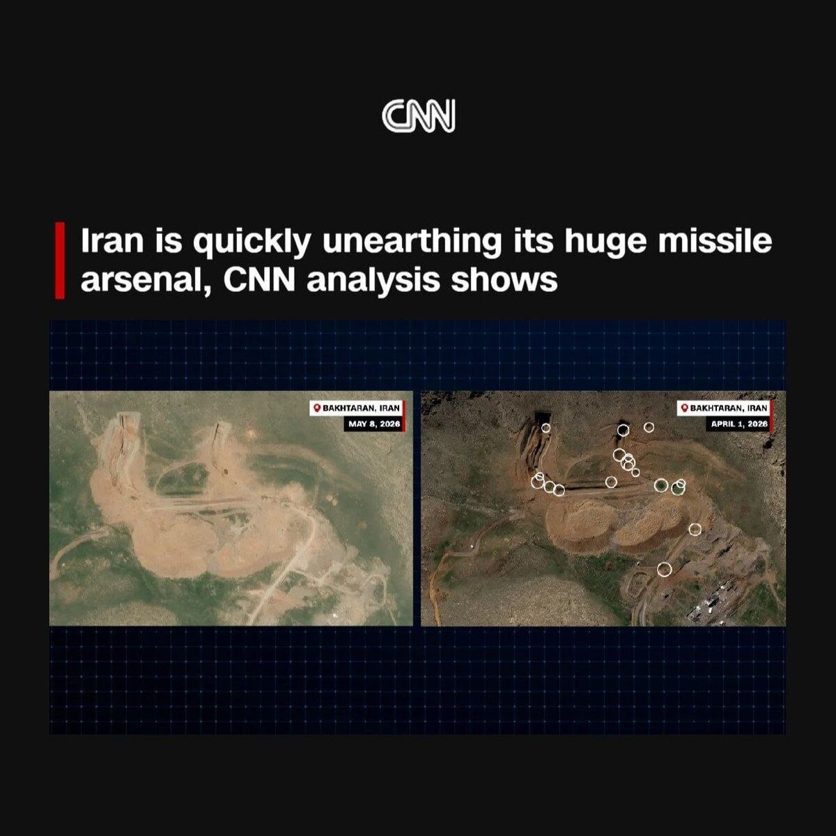 CNN: ایران به سرعت در حال بیرون کشیدن زرادخانه موشکی عظیم خود از زیرِ زمین است