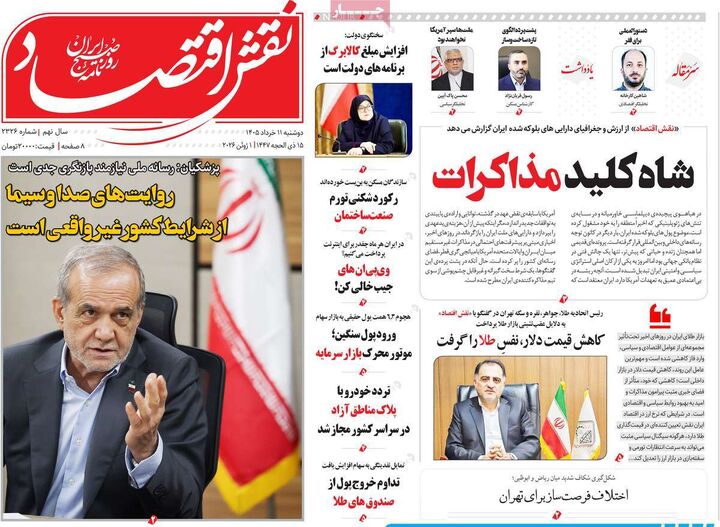 صفحه اول روزنامه های اقتصادی ۱۱ خرداد ۱۴۰۵