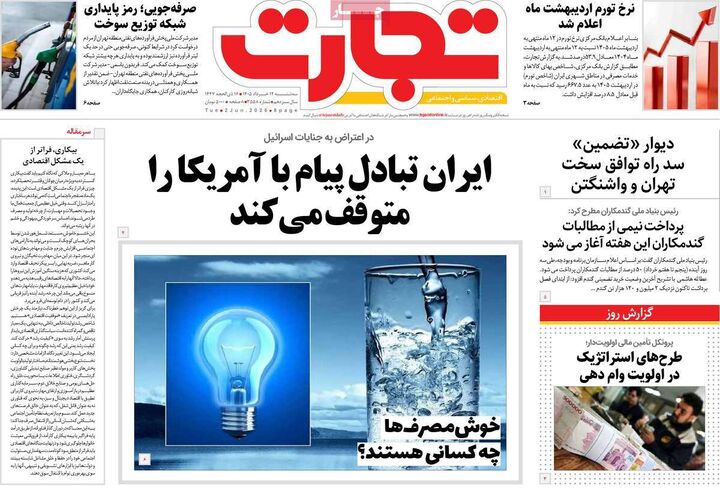 صفحه اول روزنامه های اقتصادی ۱۲ خرداد ۱۴۰۵