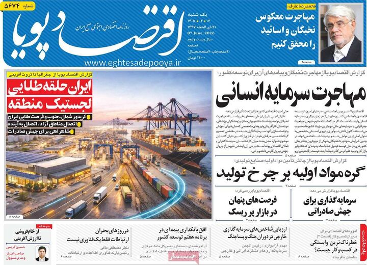 صفحه اول روزنامه های اقتصادی ۱۷ خرداد ۱۴۰۵