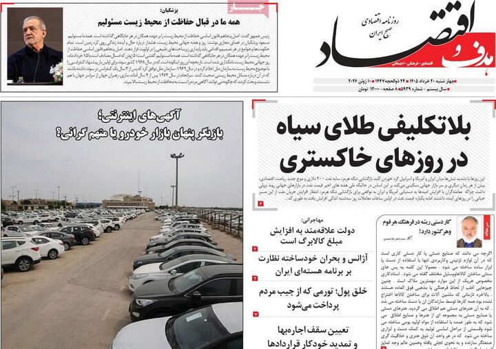 صفحه اول روزنامه های اقتصادی ۲۰ خرداد ۱۴۰۵