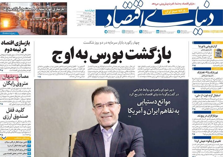 صفحه اول روزنامه های اقتصادی ۲۰ خرداد ۱۴۰۵