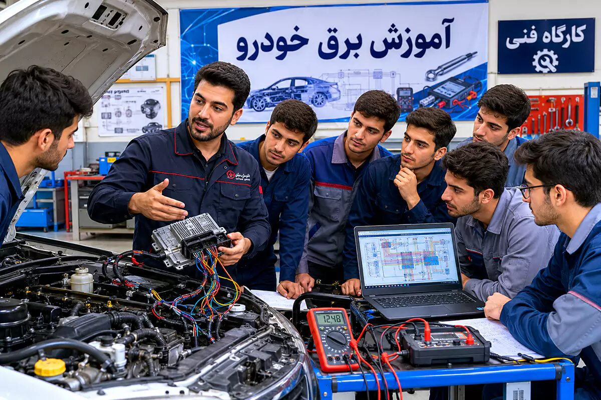تصویری از کلاس آموزش برق خودرو نشان برتر