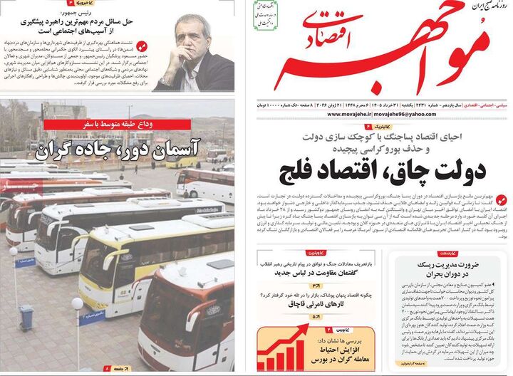 صفحه اول روزنامه های اقتصادی ۳۱ خرداد ۱۴۰۵