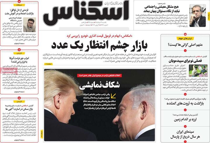 صفحه اول روزنامه های اقتصادی ۳۱ خرداد ۱۴۰۵