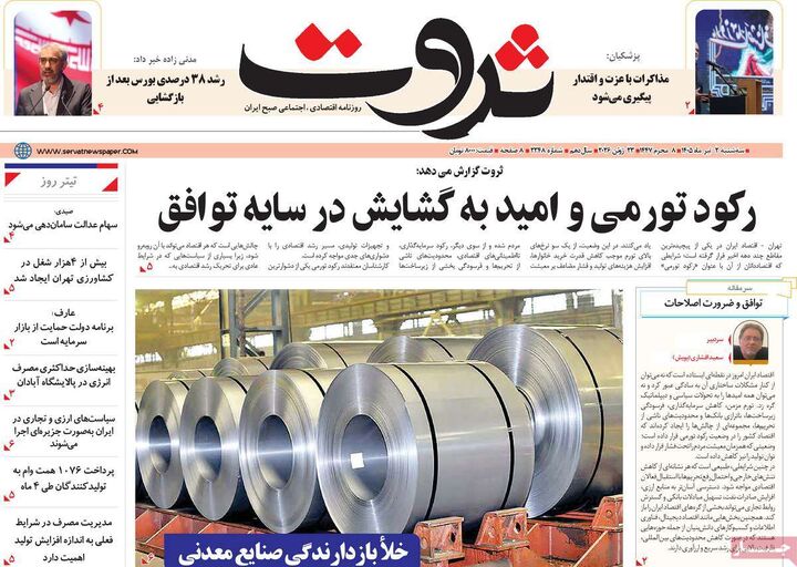 صفحه اول روزنامه های اقتصادی ۲ تیر ۱۴۰۵