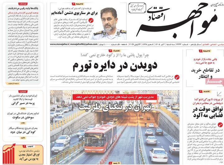 صفحه اول روزنامه های اقتصادی ۲ تیر ۱۴۰۵