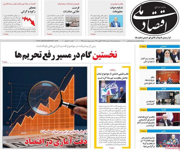 صفحه اول روزنامه های اقتصادی ۲ تیر ۱۴۰۵