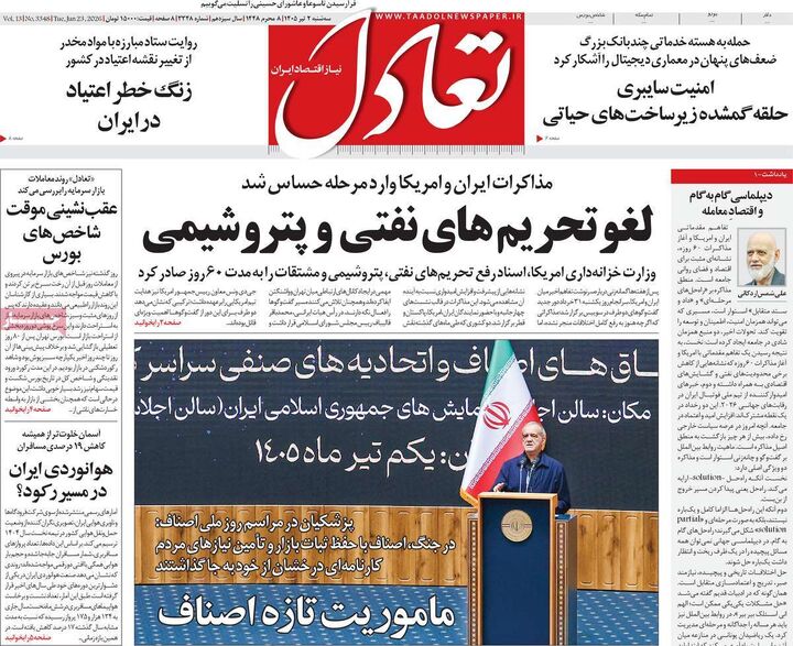 صفحه اول روزنامه های اقتصادی ۲ تیر ۱۴۰۵