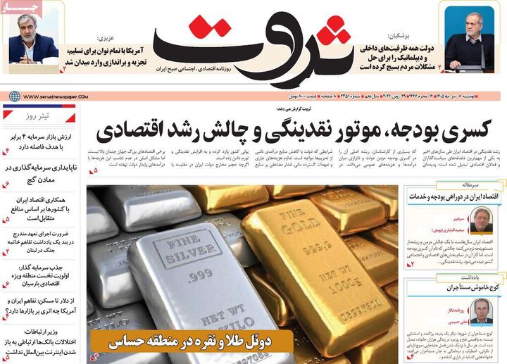 صفحه اول روزنامه های اقتصادی ۸ تیر ۱۴۰۵