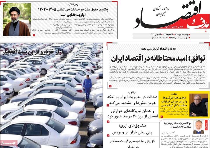 صفحه اول روزنامه های اقتصادی ۸ تیر ۱۴۰۵