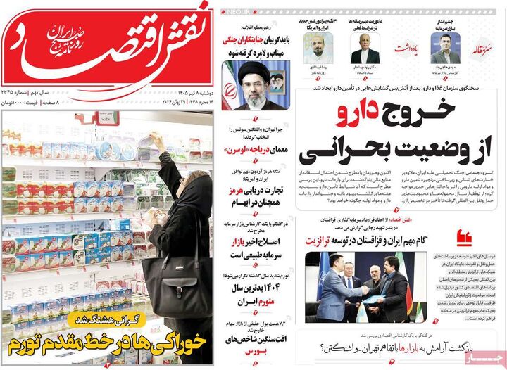 صفحه اول روزنامه های اقتصادی ۸ تیر ۱۴۰۵