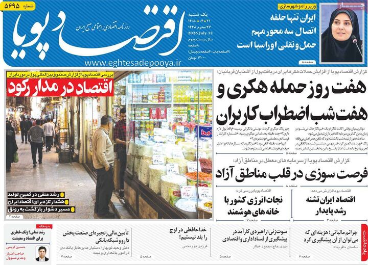 صفحه اول روزنامه های اقتصادی 21 تیر 1405