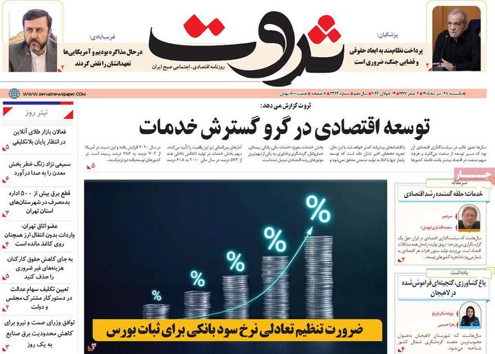 صفحه اول روزنامه های اقتصادی ۲۸ تیر ۱۴۰۵