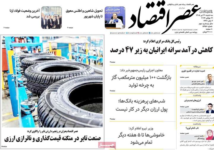 صفحه اول روزنامه های اقتصادی ۳۰ تیر ۱۴۰۵