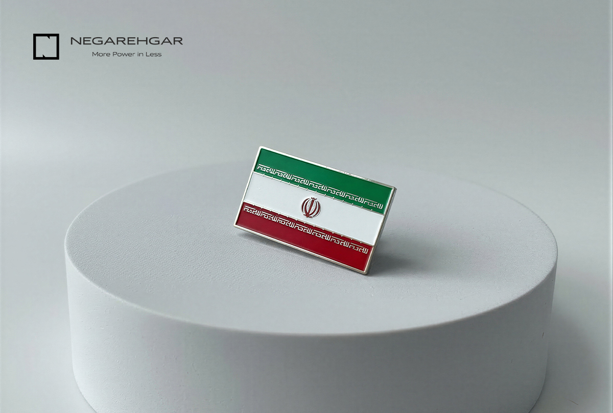 ساخت بج سینه فلزی پرچم ایران - آبکاری نیکل