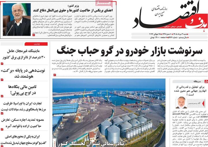 صفحه اول روزنامه های اقتصادی ۳ مرداد ۱۴۰۵