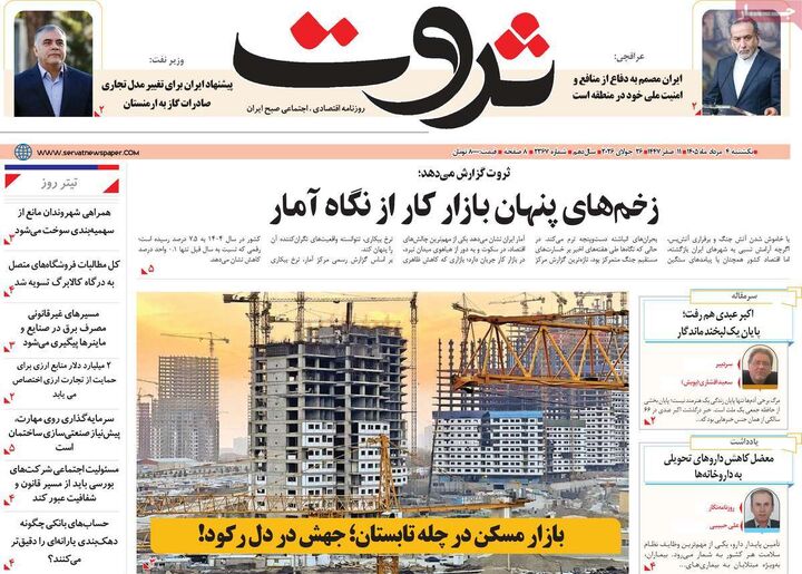 صفحه اول روزنامه های اقتصادی ۴ مرداد ۱۴۰۵